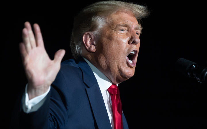 US President Donald Trump holds a Make America Great Again rally as he campaigns in Orlando on 12 October