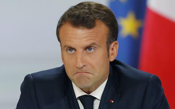 French President Emmanuel Macron answering questions during a media conference at the Elysee Palace Thursday, April 25, 2019 in Paris.