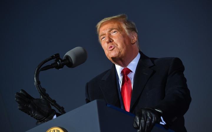 US President Donald Trump speaks during a rally at Pittsburgh-Butler Regional Airport in Butler, Pennsylvania on October 31, 2020. (Photo by MANDEL NGAN / AFP)