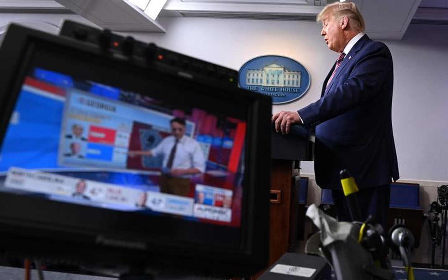 US President Donald Trump speaks in the Brady Briefing Room at the White House in Washington, DC on November 5, 2020. 
