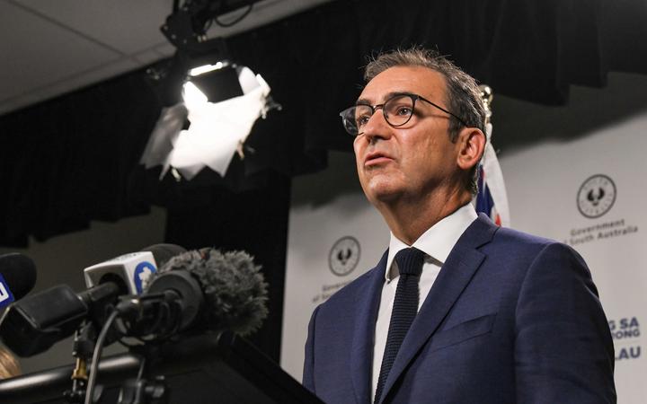 South Australian Premier Steven Marshall speaks at a press conference in Adelaide during day one of total lockdown across the state on November 18, 2020.