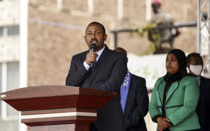 ADDIS ABABA, ETHIOPIA - SEPTEMBER 30: Prime Minister of Ethiopia, Abiy Ahmed speaks at the parade of Ethiopian Federal Police 