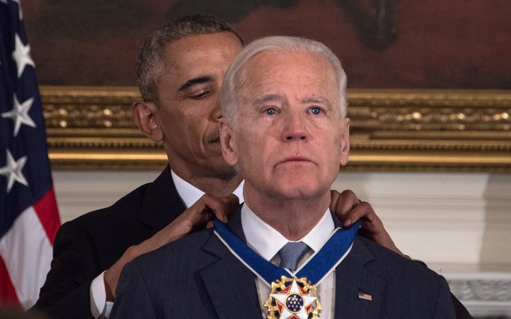President Barack Obama awards his vice-president Joe Biden the Presidential Medal of Freedom.