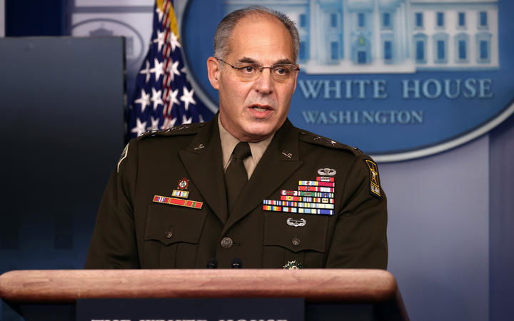 General Gustave Perna, chief operating officer for the Defense Department's Project Warp Speed, speaks during a White House Coronavirus Task Force press briefing at the White House 