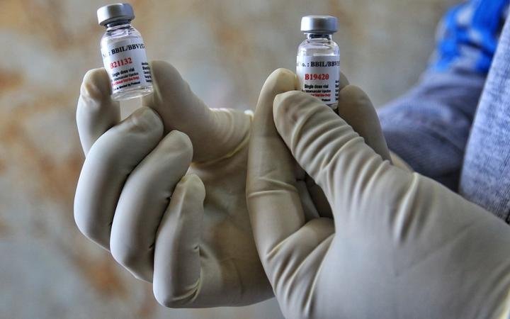 A medic show used bottles of COVID-19 vaccines during the Bharat Biotech's 'Covaxin' human trial after it was approved by the Indian Council of Medical Research (ICMR), at Maharaja Agrasen Super Speciality Hospital in Jaipur, Rajasthan,India, Friday, Dec. 18, 2020.