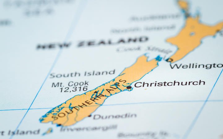 World map with the country of New Zealand in focus