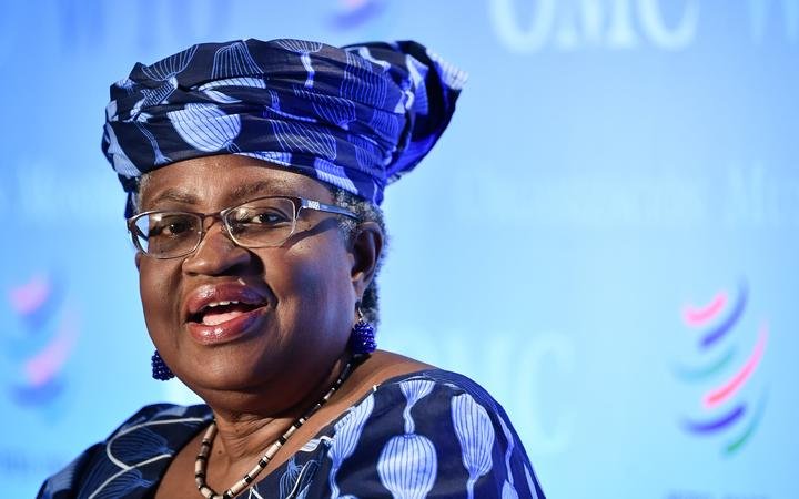 Nigerian former Foreign and Finance Minister Ngozi Okonjo-Iweala attends a press conference on July 15, 2020, in Geneva, following her hearing before World Trade Organization 164 member states' representatives